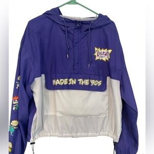 Nickelodeon Rugrats Cartoon Purple and White windbreaker hoodie size xlg